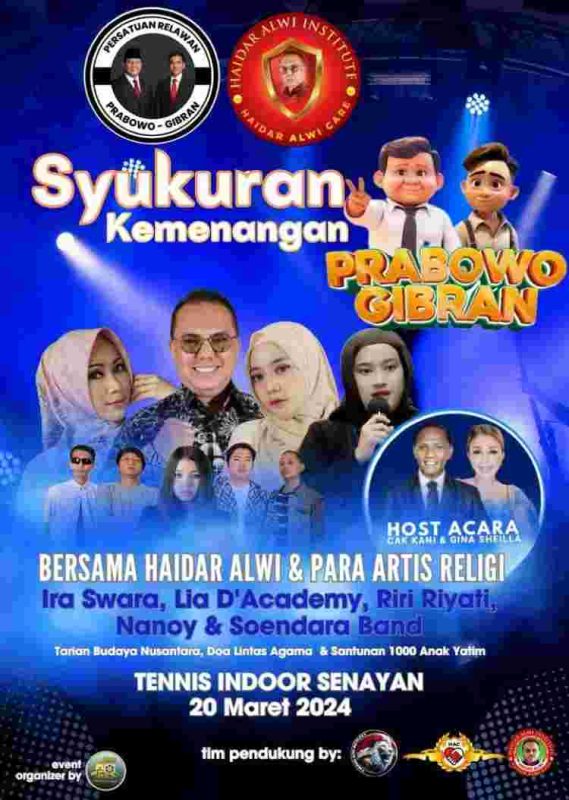 Galeri Foto dan Video Syukuran Kemenangan Prabowo Gibran  Host : Cak Kani & Gina Sheilla