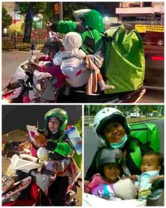 Pantang Menyerah, Driver Ojol Wanita Ajak Dua Anaknya Saat Bekerja