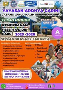 Yuk Daftarkan Anak anak Ayah bunda di SD Angkasa 12 Halim Perdanakusumah
