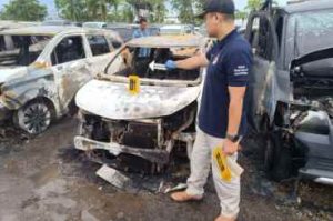 Kebakaran hanguskan 18 mobil diselidiki Polsek Liang Anggang 