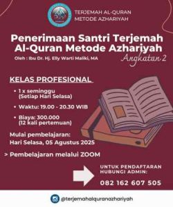 PENERIMAAN SANTRI TERJEMAH AL-QUR’AN METODE AZHARIYAH