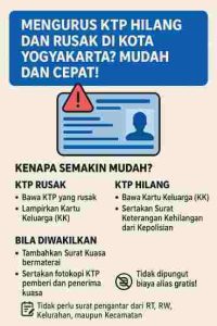 Mengurus KTP Hilang dan Rusak di Kota Yogyakarta Mudah dan Cepat