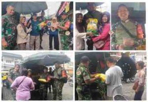 Koramil 11/ Depok melaksanakan Gerakan Pangan Murah (GPM) Di Pasar Kolombo