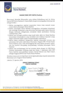 Surya Paloh menegaskan penonaktifan Anggota DPR RI Partai NasDem
