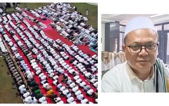 KH. Tb. Ujang Farhan saat memimpin jalannya shalat Istisqa di Alun-Alun Kabupaten Bogor