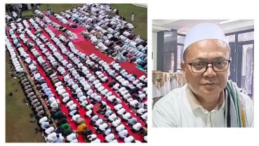 KH. Tb. Ujang Farhan saat memimpin jalannya shalat Istisqa di Alun-Alun Kabupaten Bogor